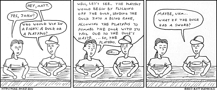 Comic graphic for 2003-08-24: Fear the Platypus
